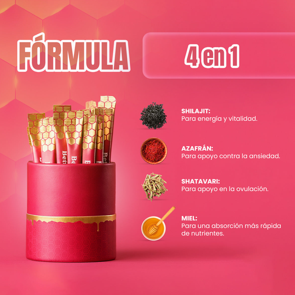 SHE-LAJIT™ Honey Sticks – Energía, Equilibrio Hormonal y Bienestar Femenino
