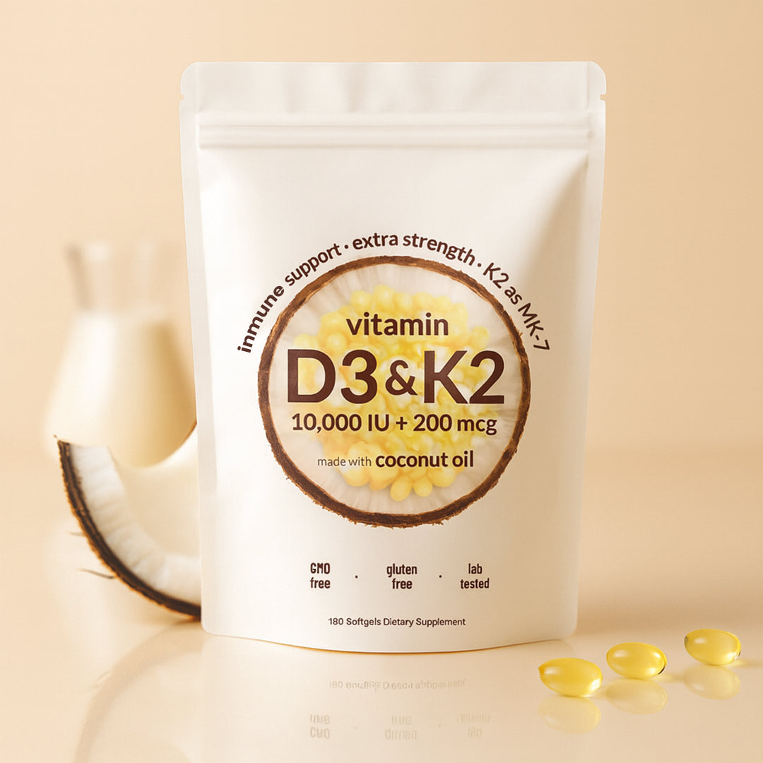 Vitamina D3 + K2 con Aceite de Coco – Salud Ósea, Inmunidad y Energía