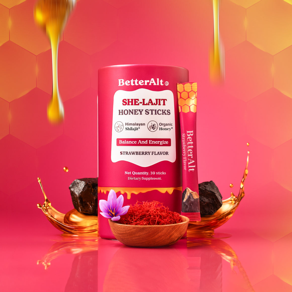 SHE-LAJIT™ Honey Sticks – Energía, Equilibrio Hormonal y Bienestar Femenino