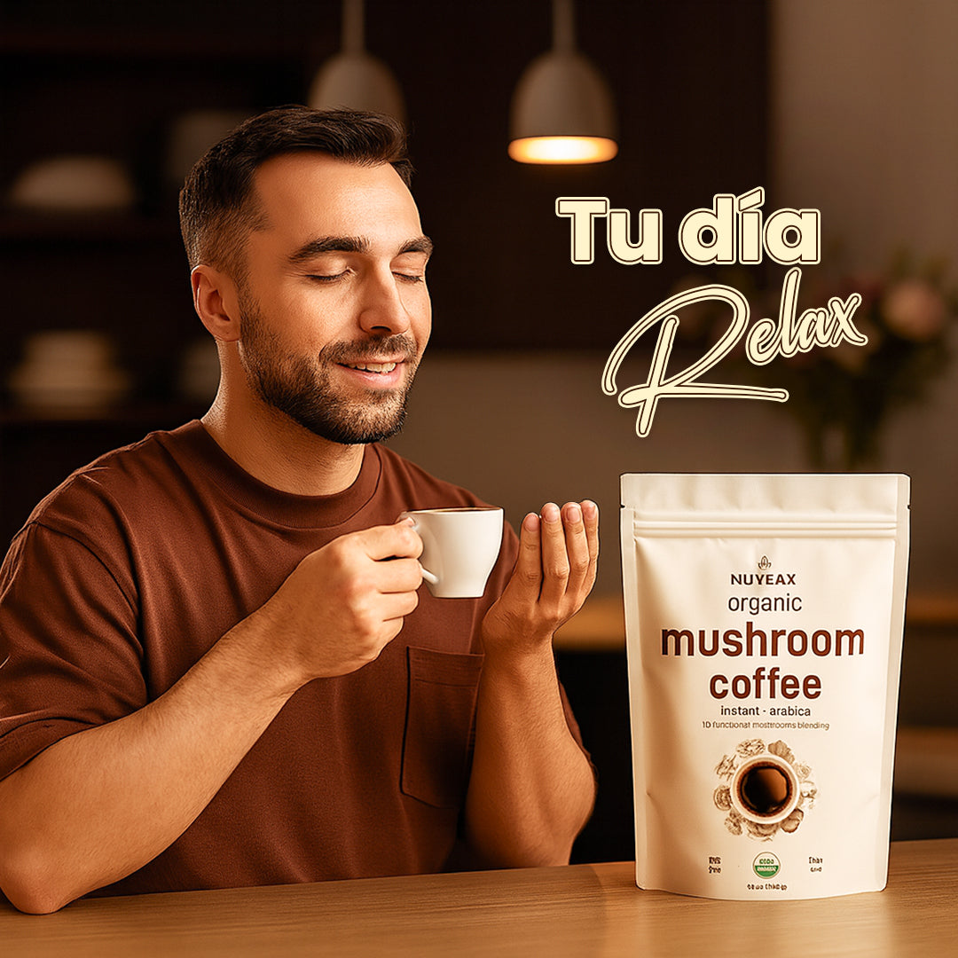 Mushroom Coffee Orgánico Nuveax – Energía Natural con Café Arábica y Hongos Funcionales