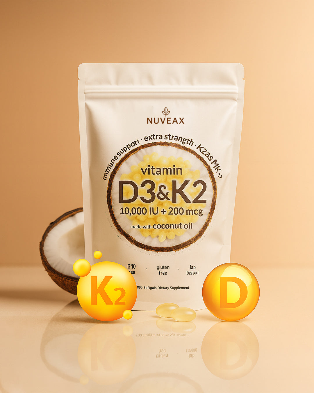 Fórmula Vitamina D3 + K2 con aceite de coco para mejor absorción
