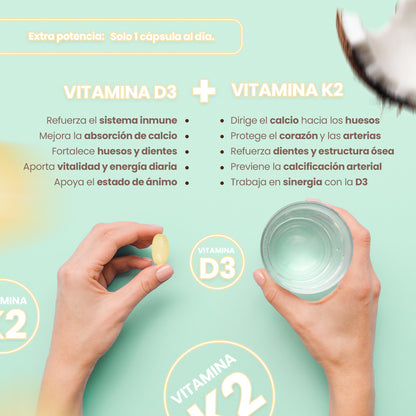 Vitamina D3 + K2 con Aceite de Coco – Salud Ósea, Inmunidad y Energía