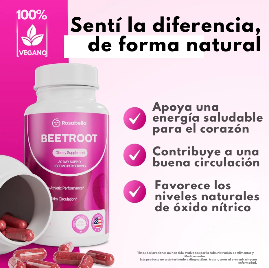 BeetVital – Remolacha Orgánica 1300 mg para Circulación, Energía y Bienestar Natural