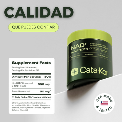 Cata-Kor™ NAD+ Liposomal 250mg – Fórmula avanzada de apoyo celular y claridad mental