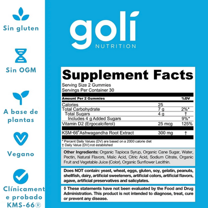 Goli Ashwagandha KSM-66® – Equilibrio Natural para Estrés, Energía y Bienestar Mental